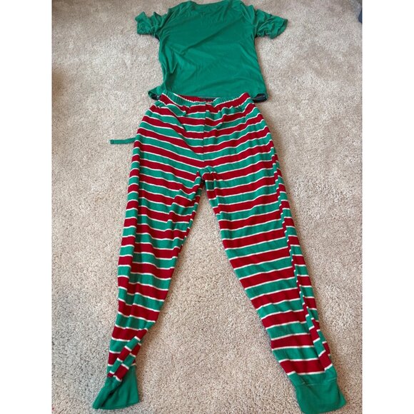 Holiday Traditions Elf-Themed Christmas Pajama Set Adult M Stripe Red/Green‎ - Picture 6 of 6